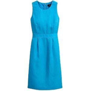 J. Crew Dress Re-Imagined Structured Linen Blend Sheath Monaco Blue, Size 6
